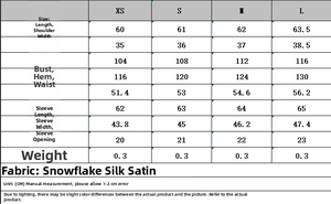 Größentabelle für Damen-Jacquard-Seidensatin-Bogenhemd mit Maßen in Zentimetern