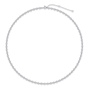 Elegant S925 sterling silver moissanite tennis necklace with round bezel set stones