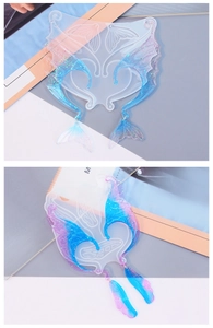 Silicone mold and resin mermaid tail ear cuff with blue-purple gradient and glitter