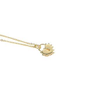 Gothic vintage heart padlock pendant necklace in gold finish with delicate ball chain