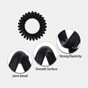Schwarze Spiral-Haargummis 4cm Durchmesser mit starker Elastizität und glatter Oberfläche