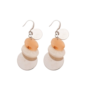Acrylic geometric tassel earrings in orange and white for beach vacation style