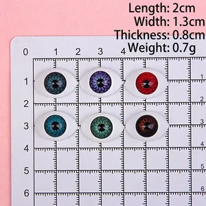 6-piece set of 14x19mm boat-shaped acrylic doll eyes with realistic iris texture