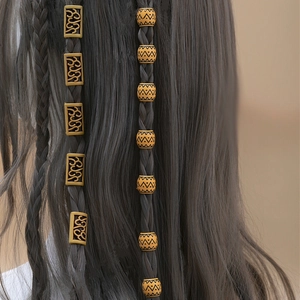 Vintage Plastic African Dreadlock Beads Hollow Out Swirl Wave Pattern Hair Cuffs Ethnic Braiding Decoration Hair Jewelry For Women Men