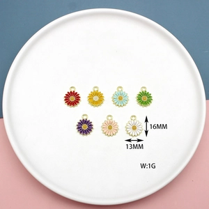 Colorful daisy alloy pendants in seven colors for DIY jewelry making 16mm x 13mm