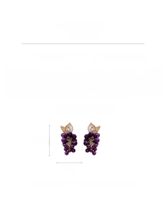 Detailed size specifications for purple beaded grape earrings with dimensions and weight