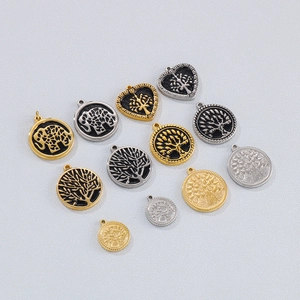 Stainless Steel Tree Of Life Elephant Pendants Round Heart DIY Jewelry Making Charms Vintage Style For Necklace