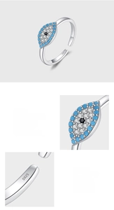 Macro shot of S925 sterling silver stamp and micro-paved turquoise evil eye detail