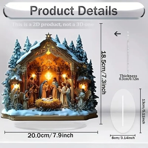 2D acrylic Nativity Scene stand with holy family and angel for home desk decoration