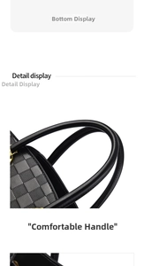Détails du sac à main à motif damier avec ferrures dorées et poignée en cuir souple
