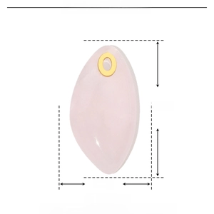 Detailed dimension guide for pink teardrop natural stone pendant with stainless steel frame