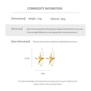 Detailed size specifications for iris flower alloy earrings with 5.5cm height dimensions