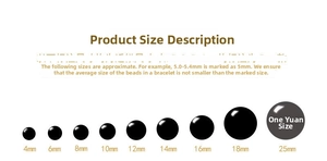 Detailed sizing chart for Cinnabar and Hetian Jade beads ranging from 4mm up to 25mm