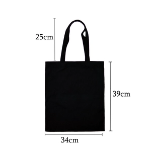 Minimalist black canvas tote bag for women with large capacity and 25cm shoulder straps
