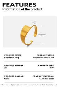 Detail specifications of golden stainless steel open ring with 1.6cm inner diameter