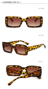 Three-view layout of tortoiseshell square sunglasses with gradient brown lenses