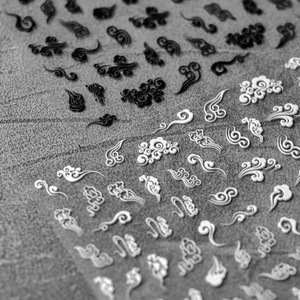 5D Relief Nail Art Stickers Chinese Style Phoenix Crane Cloud Patterns Self Adhesive 3D Textured Manicure Decals Elegant