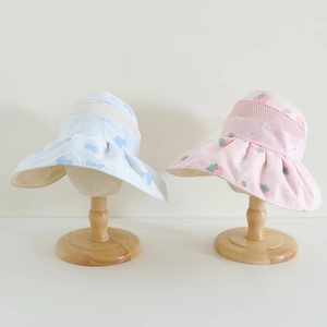 Détail de chapeaux soleil enfant avec maille respirante, large bord et revêtement argent UV