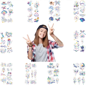 Waterproof colorful cartoon temporary tattoo stickers set with butterfly and sea animal patterns