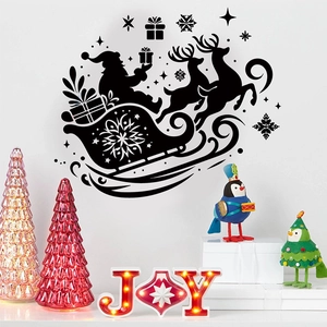 Christmas tree and Santa reindeer silhouette wall stickers for festive holiday home decor
