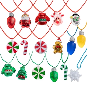 Christmas LED Light Up Necklace Plastic Pendant Holiday Party Jewelry Colorful Rope Glow Accessory Novelty Decorations