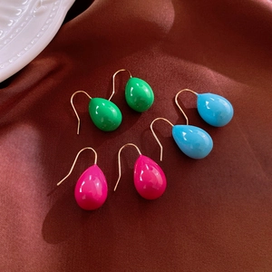 Simple Fashion Water Drop Hook Earrings Copper Drip Oil Candy Color Daily Jewelry Women With Silver Earring Post