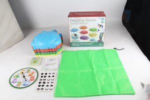 Balansstenen set voor kinderen met 8 gekleurde stenen, opbergtas en een spel-draaischijf