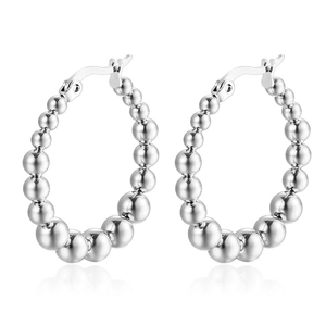 Boucles d'oreilles créoles en acier argenté avec perles à effet dégradé chic