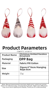 Detailed size chart for Christmas knitted gnome ornaments with Nordic patterns and dimensions
