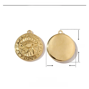 Technical dimensions of gold Eye of Horus stainless steel pendant with 20mm height