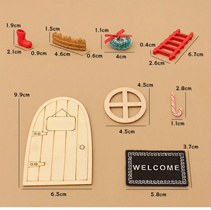 Detailed size specifications for miniature Christmas dollhouse door and accessories set
