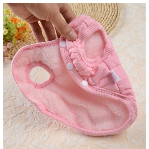 Détail du gilet matelassé pour animaux avec doublure polaire et boutons pression