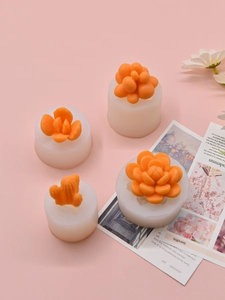 Set of 4 succulent cactus silicone molds for DIY candles, soaps and fondant baking crafts