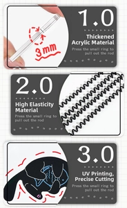 Detail of 3mm thick acrylic cat keychain with UV printing and high-elastic black spring