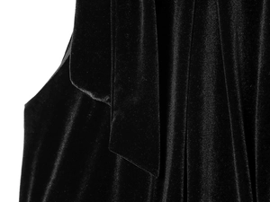 Macro detail of high-quality black velvet fabric texture with soft light reflections