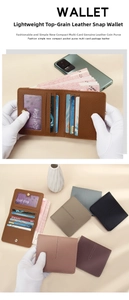 Detail view of leather wallet interior card slots and multiple color options set
