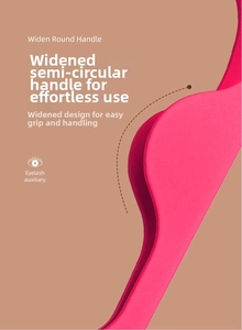 Detail of ergonomic widen round handle on pink eyelash applicator tool for easy grip