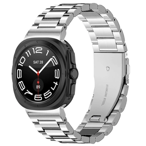 Correa de acero inoxidable plateado con tres eslabones para Samsung Watch Ultra y Watch8