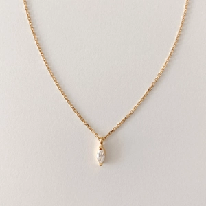 Marquise Zircon Necklace 925 Sterling Silver 18K Gold Plated Geometric Pendant Minimalist Jewelry For Women