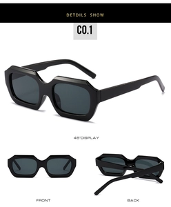 Vues détaillées multi-angles de lunettes de soleil géométriques noires au style vintage