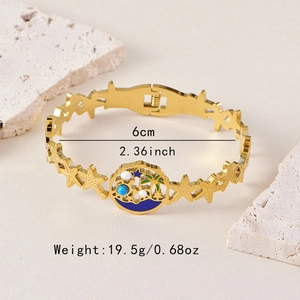 Détail du jonc émaillé palmier de plage avec dimensions 6cm et poids de 19,5g inclus