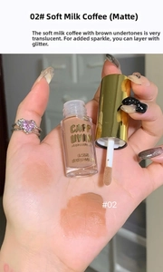 Matte liquid eyeshadow swatch in shade 02 gentle milk coffee brown on hand skin