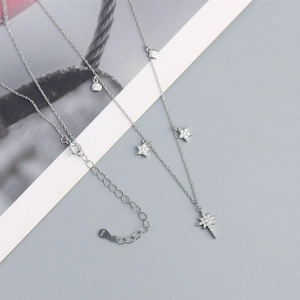 Macro detail of S925 sterling silver stamp on the star pendant necklace clasp