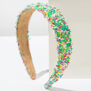 Colorful sprinkle wide headband with anti-slip suede lining for women and girls
