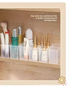Set of 5 clear acrylic wall-mounted organizers for makeup and skincare products