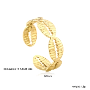 Minimalist 18k gold irregular open ring with 5.9mm width and adjustable size