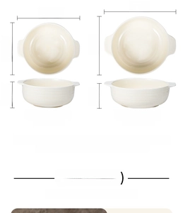 Size chart for ceramic soup bowls with double handles, 1000ml and 1600ml capacities