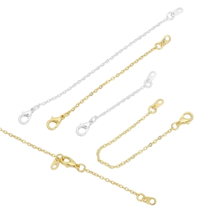 14K Gold Plated Copper Lobster Clasp Extender Chain For DIY Jewelry Making Necklaces Bracelets Thick Silver Plated Tail Chain