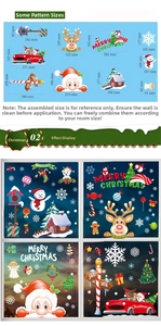 Detailed size specifications for Christmas Santa and Reindeer window glass stickers set