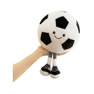 Funny plush soccer ball toy with long legs and cute smiling face for kids gift